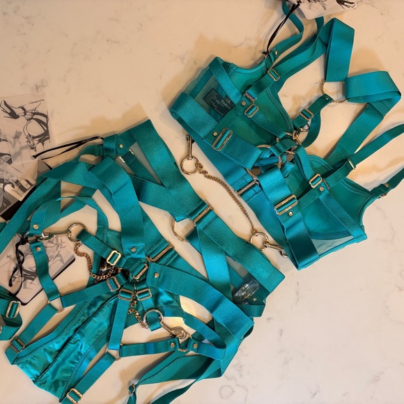 Honey Birdette Kukuro Lingerie Set Jade - Picture 4 of 4